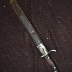 ba&iuml;onnette allemande 98/05 premier type type pionnier dent de scie guerre 14-18 Verdun