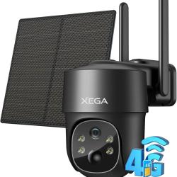 Cam&eacute;ra Surveillance 4G 2K HD Solaire Ext&eacute;rieure &Eacute;tanche 355&deg;/90&deg; Carte Sim Vision Nocturne Noir