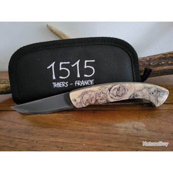 SUPERBE COUTEAU ATELIER 1515   Th�me " BUFFLES CAFFER" .