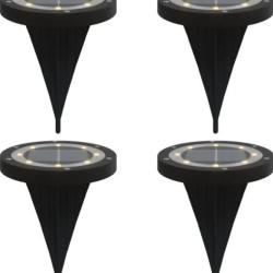 Lampes solaires sol ext&eacute;rieur LED blanc chaud IP65 11x13 cm piquet jardin 4 pcs