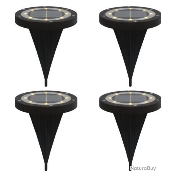 Lampes solaires sol ext�rieur LED blanc chaud IP65 11x13 cm piquet jardin 4 pcs