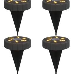 Lampes solaires sol ext&eacute;rieur LED blanc chaud IP65 11x13 cm avec piquets 4 pcs
