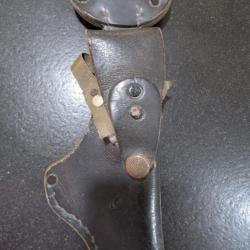 Authentique Holster / &Eacute;tui Cuir Port Bas MAC 50 / PAMAS - Gendarmerie / Arm&eacute;e (Tr&egrave;s bon &eacute;tat)