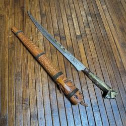 BEAU GRAND POIGNARD ORIENTAL FLISSA FOURREAU BOIS