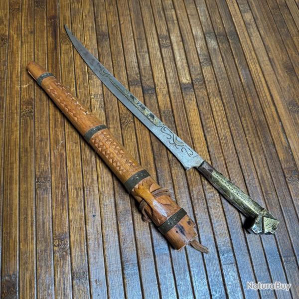 BEAU GRAND POIGNARD ORIENTAL FLISSA FOURREAU BOIS