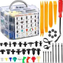 Kit 820 Clips Fixation Voiture + 105 Outils Rivets Plastique Garniture Pare-choc
