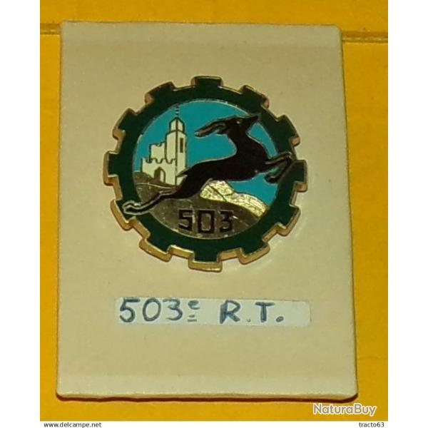 503� R�giment du Train, dos grenu, 36 millim�tres  ,roue dent�e verte, � ciel bleu, une gazelle bond