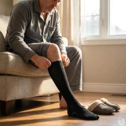 Mi-bas anti-fatigue homme - Contention graduelle - Noir 43 / 46