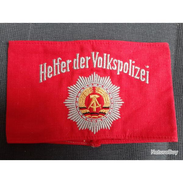Tr�s beau brassard brod� ancienne Allemagne de l'Est, DDR, NVA, superbe et tr�s bel �tat. Police.
