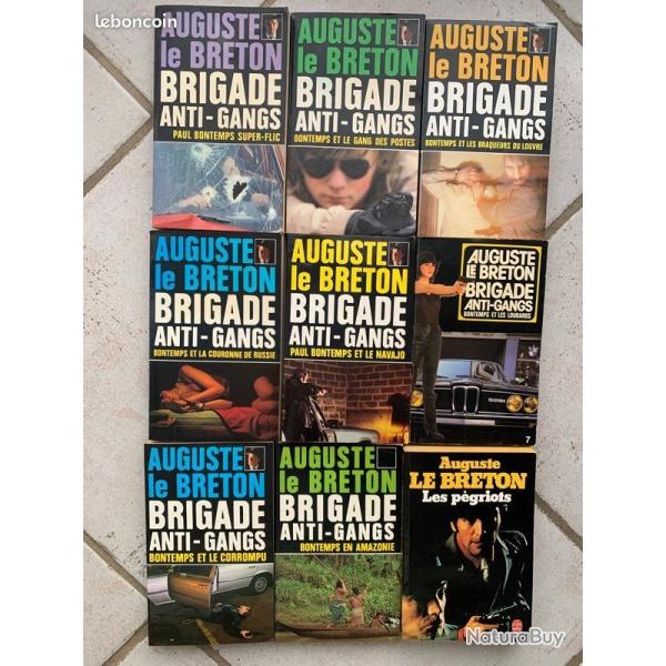 Lot de 9 livres de poche D'Auguste Le Breton collection Brigade Anti-gang