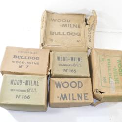 Lot boites vides de semelles en caoutchouc Wood-milne Woodmilne style US WW2, d&eacute;co cordonnerie boots