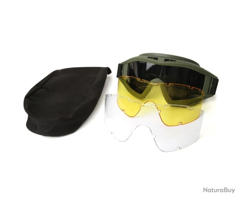 Lunette De Protection Airsoft – Monture Verte, En Plastique Et Caoutchouc, Billes Incluses