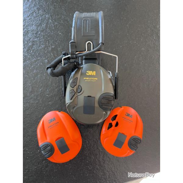 3M Peltor SportTac - Casque antibruit �lectronique tir/chasse + coquilles oranges