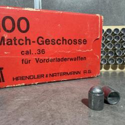Boite de 97 ogives H&N Calibre 36 Poudre noire