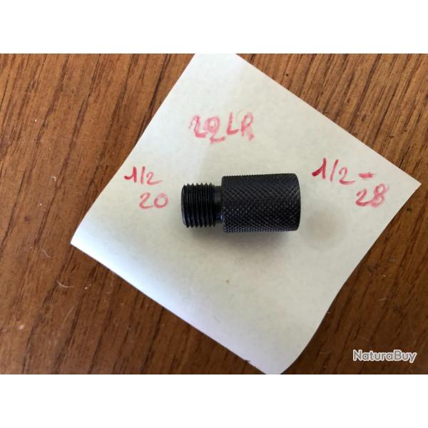 ADAPTATEUR MODERATEUR DE SON 1/2X20 POUR 1/2X28 CAL 22LR