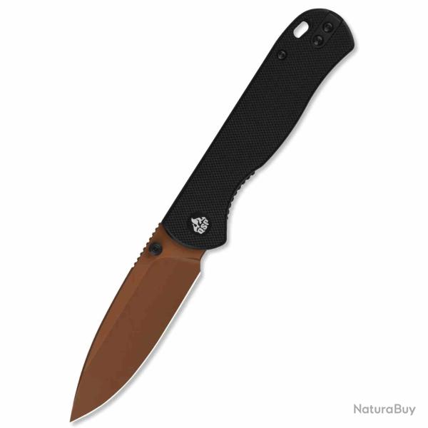 Couteau QSP Ferret Lame Acier Nitro-V Rose Gold Manche Black G10 Liner Lock QS170A3