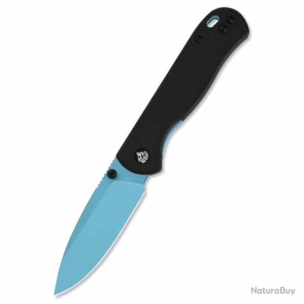 Couteau QSP Ferret Lame Acier Nitro-V Sky Blue Manche Black G10 Liner Lock QS170A4