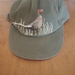 Casquette vert olive brod&eacute; coq faisan