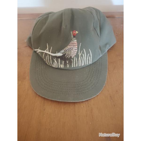 Casquette vert olive brod� coq faisan