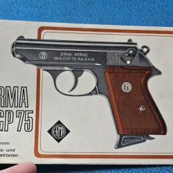 Manuel / notice d'origine du pistolet Erma EGP 75 en allemand