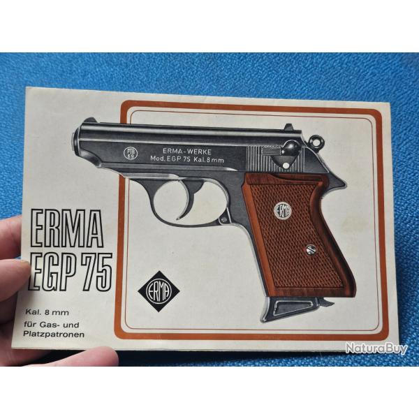 Manuel / notice d'origine du pistolet Erma EGP 75 en allemand