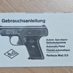 Manuel / notice d'origine de pistolet Perfecta mod&egrave;le G5