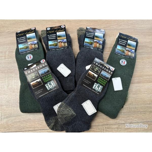 LOT E - DESTOCKAGE DE FOLIE chaussettes chaudes hautes en laine made in france super prix encheres