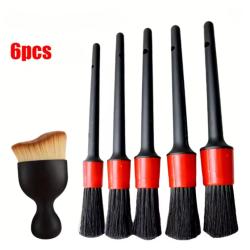 Kit 6 Brosses Nettoyage Voiture D&eacute;tailing Auto Jantes Int&eacute;rieur Tableau de Bord