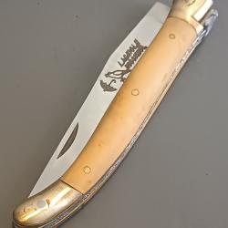 ANCIEN COUTEAU LAGUIOLE, ROSSIGNOL PARAPLUIE &Agrave; L'&Eacute;PREUVE, THIERS, XX&egrave;me, manche BUIS, guilloch&eacute;