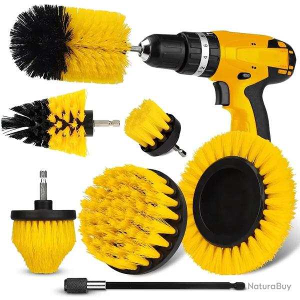 Kit 7 Brosses Nettoyage Perceuse Salle de Bain Carrelage Briques Auto Drill Brush