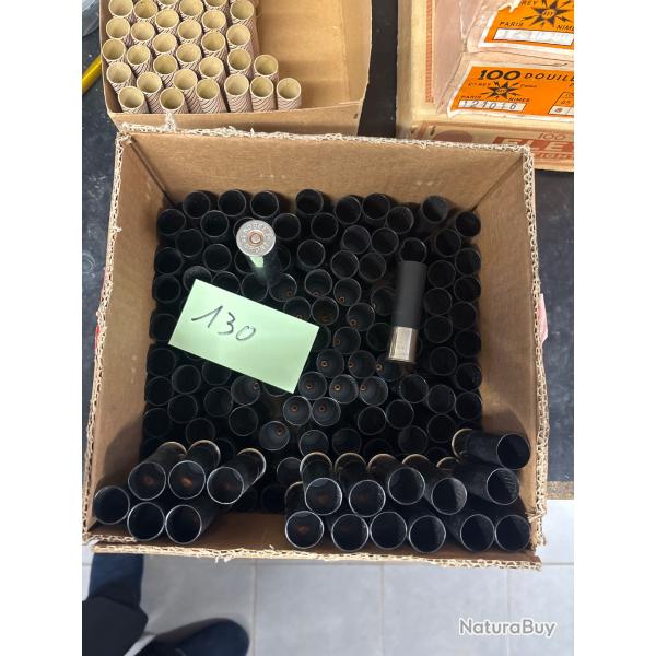Lot de 130 douille calibre 12 amorc�es Nobel sport