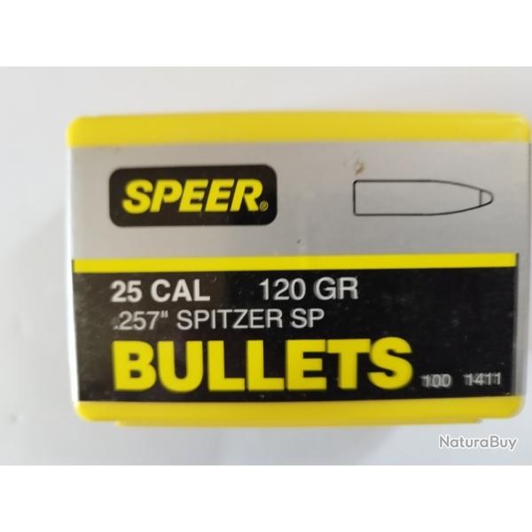 Ogives SPEER 25 CAL ( 257 ) Spitzer SP 120 grains