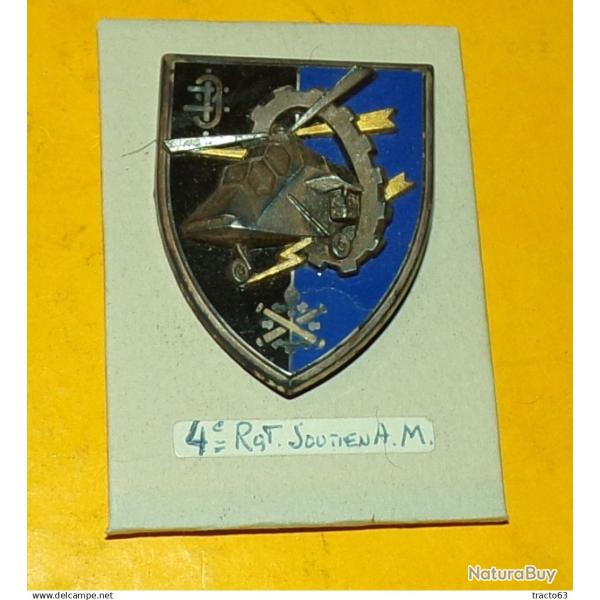 9� R�giment de Soutien A�romobile, �pingle sertie ,�cu noir bleu h�licopt�re sortant d'une roue dent
