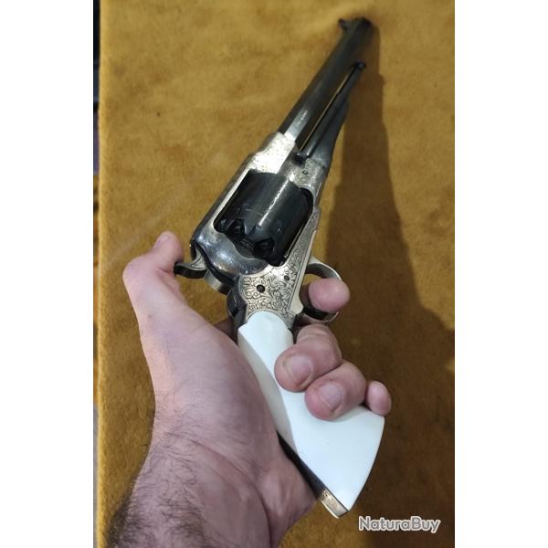 Revolver Pietta Remington 1858 Grav� New Army DELUXE SILVER 8" PN 44 Carcasse acier 1994 Code BD.