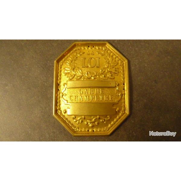 1 Plaque de garde champ�tre /la loi/ republique francaise