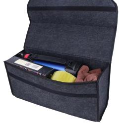 Organisateur Coffre Voiture Feutre Pliable Bo&icirc;te Rangement Auto 50X15X24cm Gris