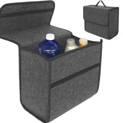 Organisateur Coffre Voiture Feutre Pliable Bo&icirc;te Rangement Auto 30X15X29cm Gris