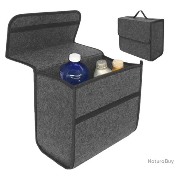 Organisateur Coffre Voiture Feutre Pliable Bo�te Rangement Auto 30X15X29cm Gris