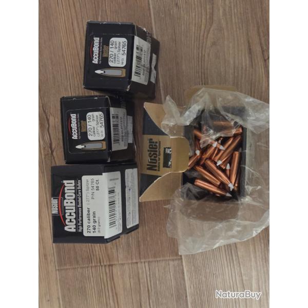 Vds 190 Ogives (Balles) NOSLER Accubond  140gr en 270.