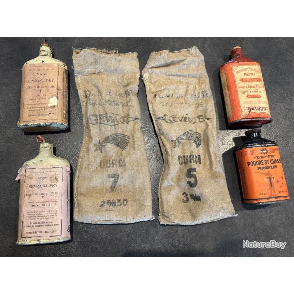 Lot 4 Bidons de poudre Sevran livry et sac gevelot