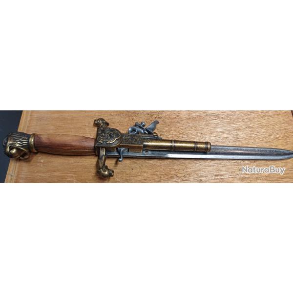 Superbe reproduction dague pistolet � silex du XVIII� si�cle - pirate corsaire