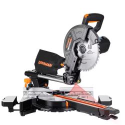 Scie &agrave; Onglet Radiale 2000W, 2 Vitesses 3200/5000 RPM, 3 Lames TCT, Coupe Max 340x90mm, Inclinaison