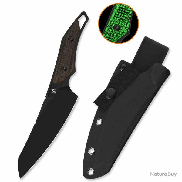 Couteau QSP T-Cook Lame Acier Nitro-V Blk Manche Glow-in-the-Dark Micarta Housse Kydex QS172C2