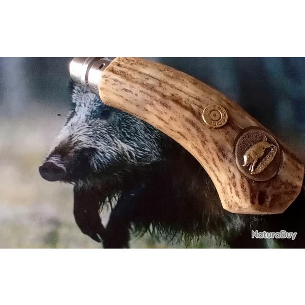 Couteau de poche Opinel 10 bois de cerf (le sanglier)