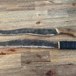 Lot de 2 machettes - manches bois - fabrication maison