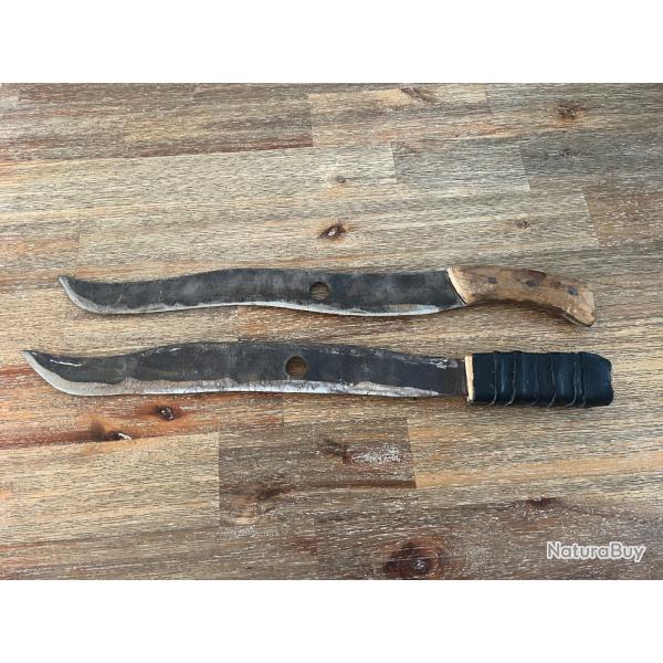 Lot de 2 machettes - manches bois - fabrication maison