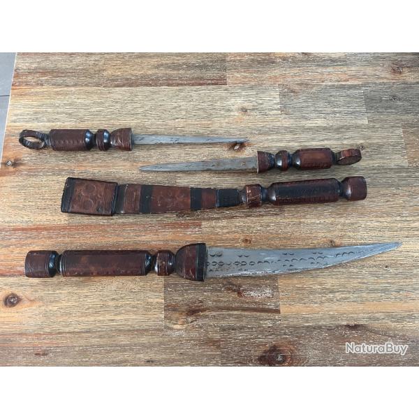 Grand sabre Touareg courb� - 3 lames embo�table - Longueur totale 103cm