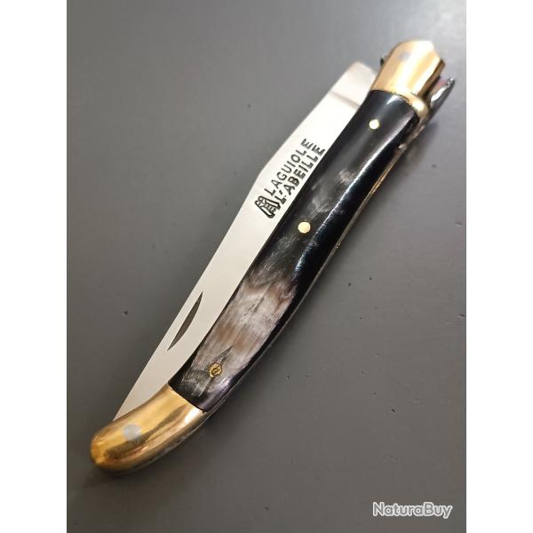 ANCIEN COUTEAU LAGUIOLE L'ABEILLE, THERIAS, THIERS, manche CORNE, guilloch�