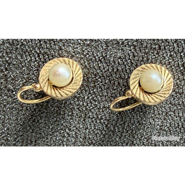 Boucles d'oreilles en or massif 18 carats - perle