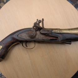 Pistolet a silex tromblon de Marine et canon en laiton